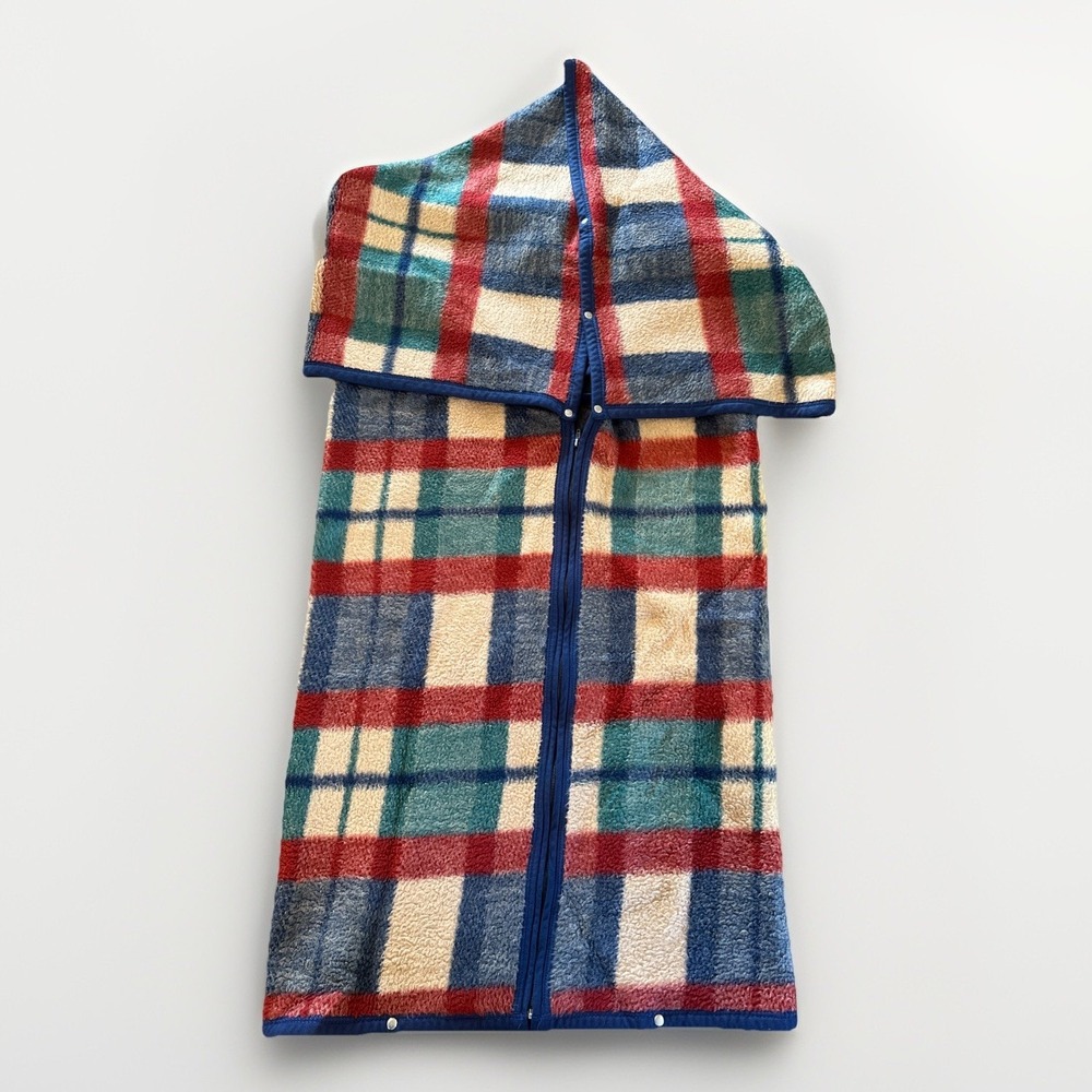 BIEDERLACK Cuddle Wrap Stadium Blanket Wearable Snap Zip Plaid USA Vintage